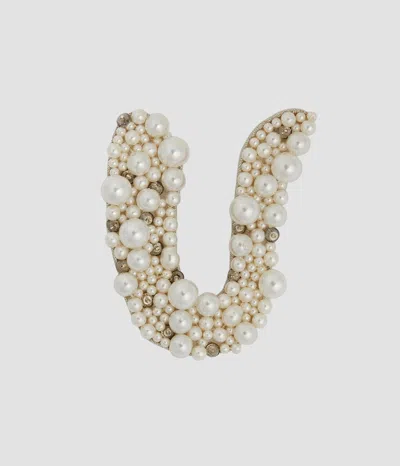 Erdem Pearl Alphabet Brooch U In Multi