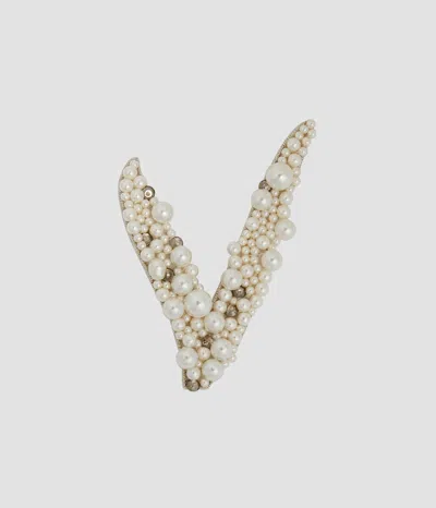 Erdem Pearl Alphabet Brooch V In Multi