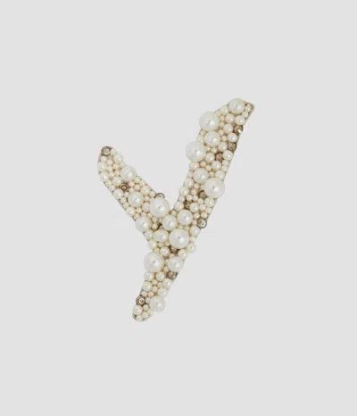Erdem Pearl Alphabet Brooch Y In Multi