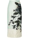 Erdem Floral Crinkle-effect Pencil Midi Skirt In White