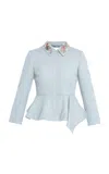 Erdem Peplum Wool Jacket In Blue