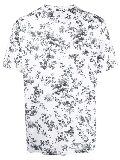 Erdem Peter Floral-print T-shirt In White / Black