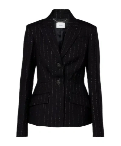Erdem Pinstripe Wool Blazer In Black