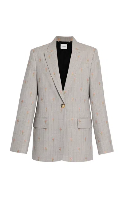 Erdem Pinstripe Wool-blend Jacket In Gray