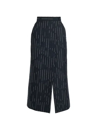 Erdem Pinstripe-pattern Pencil Skirt In Blue