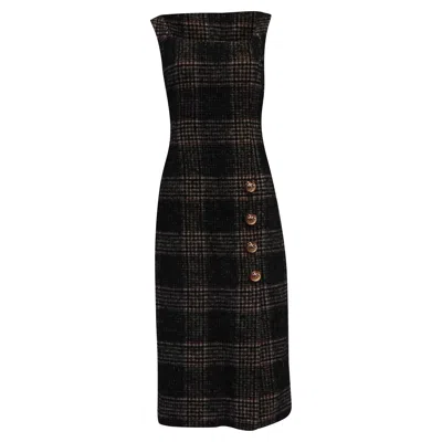 Erdem Plaid Midi Length Dress In Multicolor Virgin Wool