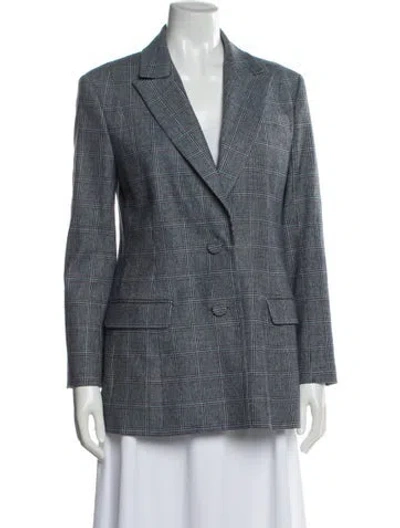 Pre-owned Erdem Plaid Print Blazer In Blue