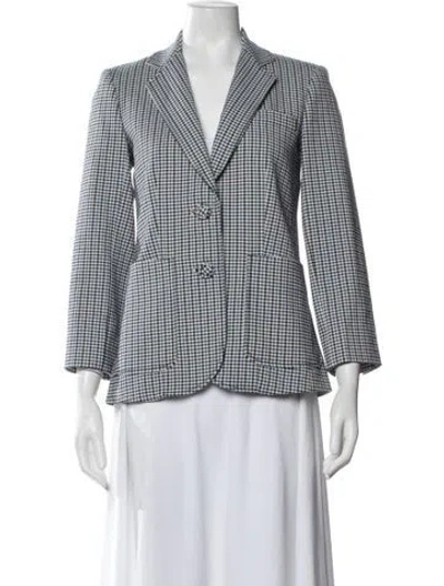 Pre-owned Erdem Plaid Print Blazer In Blue