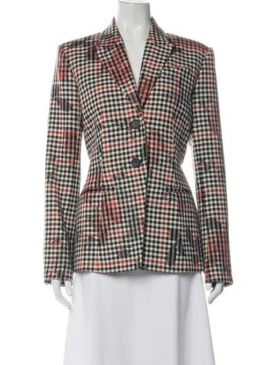 Pre-owned Erdem Plaid Print Blazer In Neutrals
