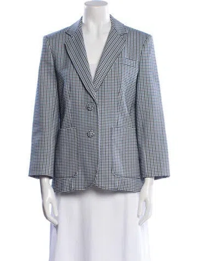 Pre-owned Erdem Plaid Print Blazer In White
