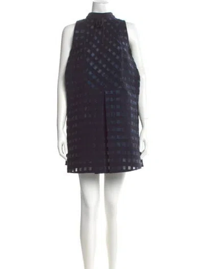 Pre-owned Erdem Plaid Print Mini Dress In Blue