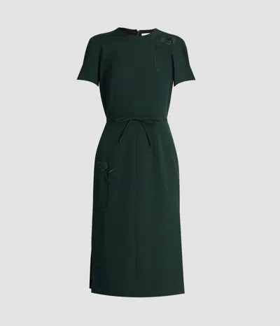 Erdem Pleatable Wool Tailored Midi Dress In Green