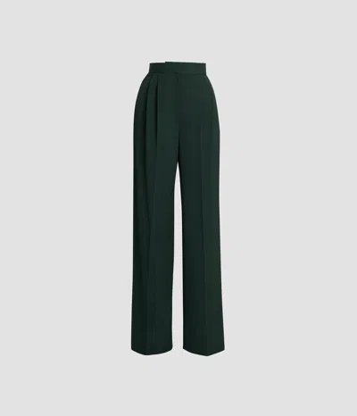 Erdem Pleatable Wool Wide Leg Trouser In Black