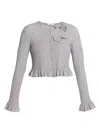 Erdem Metallic Ruffled Cardigan In Grey