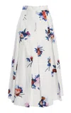 Erdem Pleated Cotton Midi Skirt In White