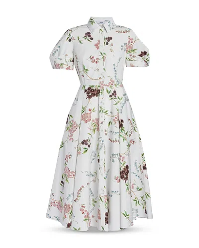 Erdem Pleated Cuff Shirt Dress In Multi