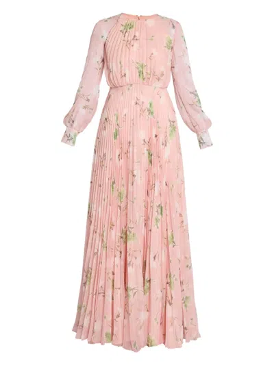 ERDEM PLEATED FLORAL MAXI DRESS