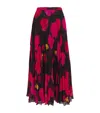 Erdem Pleated Floral-print Georgette Midi Skirt In Black