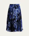 Erdem Troubridge Floral-print Pleated Silk-voile Midi Skirt In Troubridge Floral Indigo