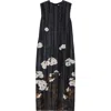 Erdem Pleated Floral Satin Midi Dress In Elena Garden Selvedge Black