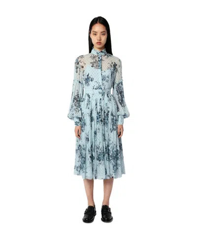 Erdem Pleated Mid-length Skirt In Blue