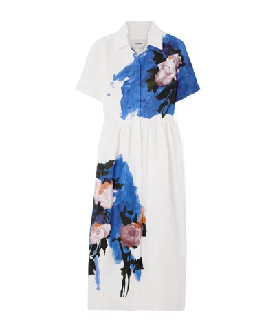 Erdem Floral-print Cotton-blend Faille Midi Shirt Dress In Multi
