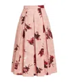 Erdem Womens Rose Slipper Pink Floral-print Pleated Cotton Midi Skirt In Pink