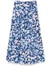 Erdem Pleated Cotton Midi Skirt In Blue