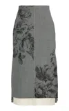 Erdem Pleated Wool-blend Midi Skirt In Grey