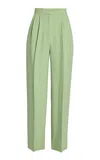 Erdem Pleated Wool-blend Pants In Lime Green