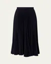 Erdem Pleated Wool Midi Skirt In Navy