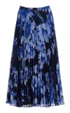 Erdem Troubridge Floral-print Pleated Silk-voile Midi Skirt In Floral Indigo