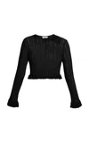 Erdem Ruffle-detail Cropped Cardigan In Black
