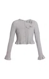 Erdem Metallic Ruffled Cardigan In Silver