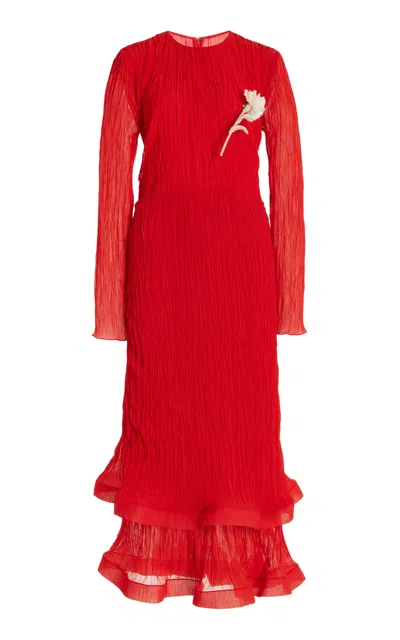 ERDEM PLISSÃ© MIDI DRESS