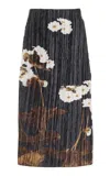 Erdem Floral-print Pleated Skirt In Black  