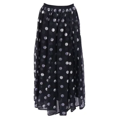 Erdem Polka Dot Midi Skirt In Black Polyester