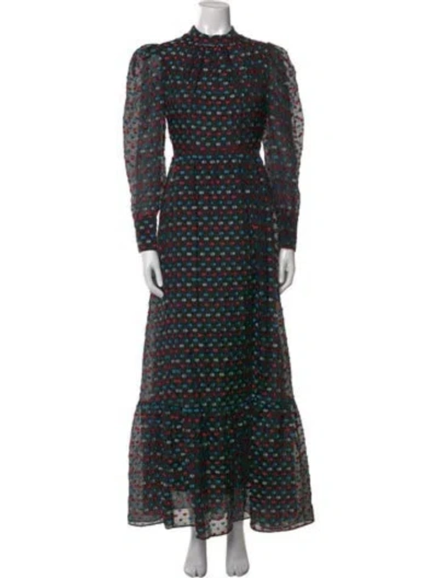 Pre-owned Erdem Polka Dot Print Long Dress In Black