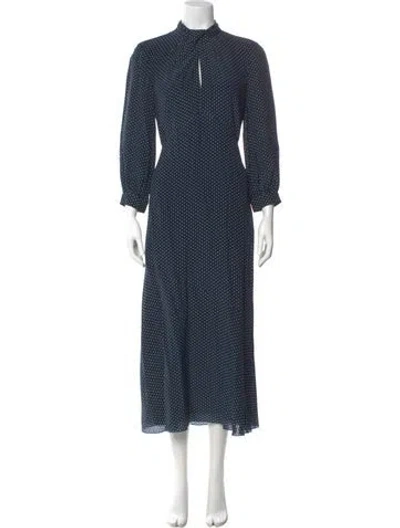 Pre-owned Erdem Polka Dot Print Long Dress In Blue