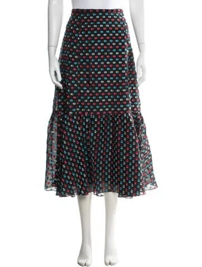 Pre-owned Erdem Polka Dot Print Long Skirt In Black