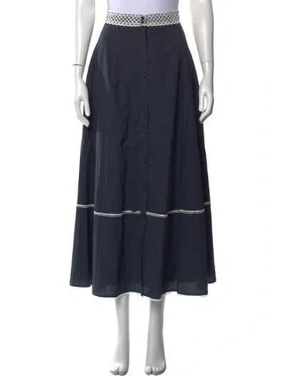 Pre-owned Erdem Polka Dot Print Long Skirt In Blue