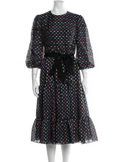 Pre-owned Erdem Polka Dot Print Midi Length Dress In Black