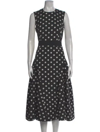 Pre-owned Erdem Polka Dot Print Midi Length Dress In Gray