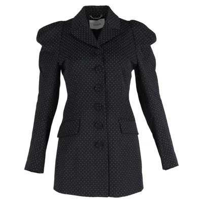Erdem Polka Dot Print Single-breasted Leg-of-mutton Sleeves Blazer In Black