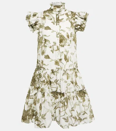 Erdem Pomona Printed Cotton Minidress In Green
