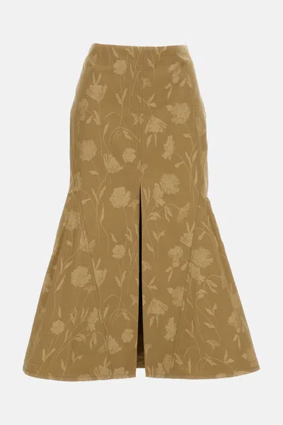 Erdem Poppy Cotton Jacquard Midi Skirt In Nude