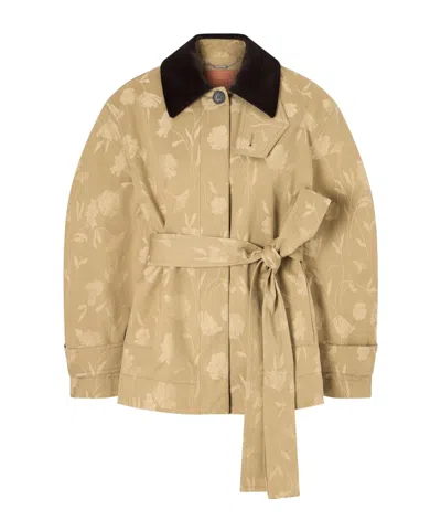 Erdem Poppy Jacquard Oversized Jacket In Brown