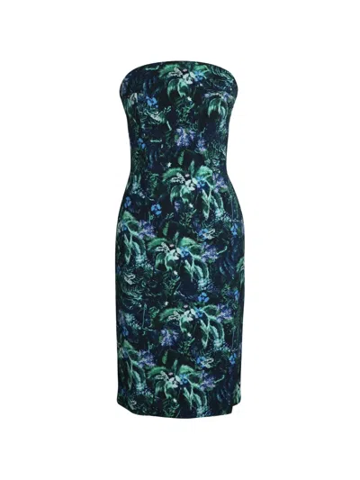 Pre-owned Erdem Print Strapless Dress In Blue