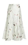 Erdem Printed A-line Midi Skirt In White