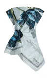 Erdem Printed Asymmetric Top In Blue